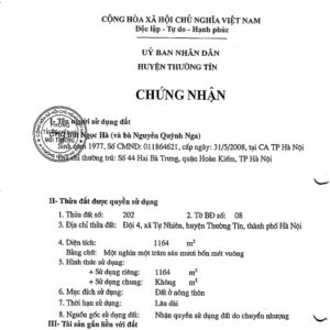 Quyền sử dụng đất và tài sản gắn liền với đất tại địa chỉ Đội 4, xã Tự Nhiên, huyện Thường Tín, Hà Nội